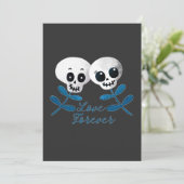 ラブフォーエバー2つの可愛いハロウィンブルーフラワースカル 招待状 (スタンド正面)