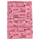 ラブフォーエバー – バレンタインデータイポグラフィパターン ミディアムペーパーバッグ (正面)