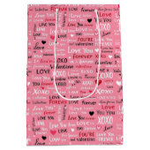 ラブフォーエバー – バレンタインデータイポグラフィパターン ミディアムペーパーバッグ (裏面)