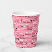 ラブフォーエバー – バレンタインデータイポグラフィパターン 紙コップ (正面)