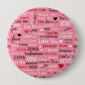 ラブフォーエバー – バレンタインデータイポグラフィパターン 缶バッジ (正面)
