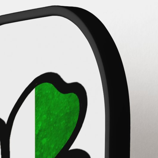 ラブフォーリーフクローバーアイルランド国旗セントパトリックの日 ピックルボールラケット (左詳細)