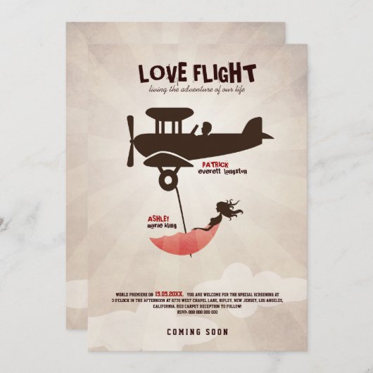 ラブフライト結婚式招待状 招待状 (正面/裏面)