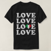 ラブフラッグイタリアンハートイタリアイタリア Tシャツ (デザイン正面)