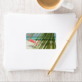 ラブフラミンゴス，ビーチ，パーム結婚ズラベル ラベル (インサイチュ)