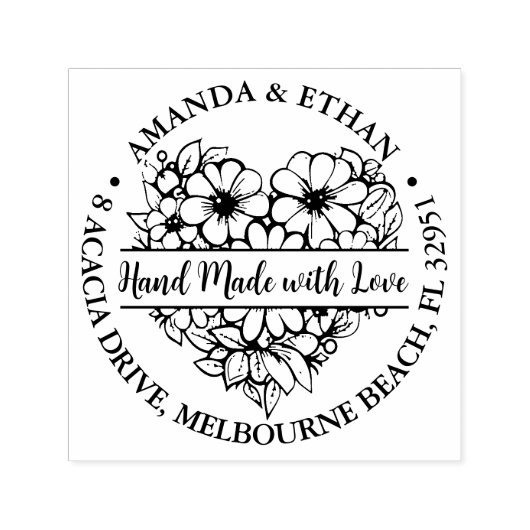 ラブフラワーで手作りハートテーマ セルフインキングスタンプ (デザイン)