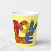ラブフラワーコレクションイエローバックグラウンド 紙コップ (正面)