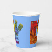 ラブフラワーコレクションブルーバックグラウンド 紙コップ (右)