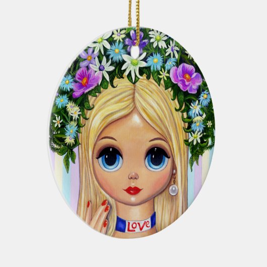 ラブフラワーチャイルド美しいビッグアイドールかわいい セラミックオーナメント (右)
