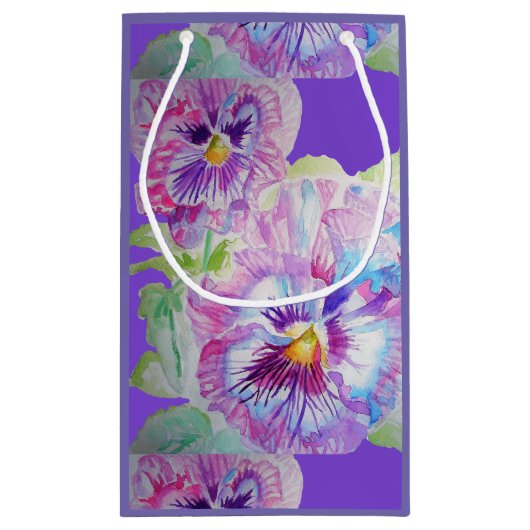 ラブフラワーパープルパンジー花フローラ抱き枕 スモールペーパーバッグ (裏面)