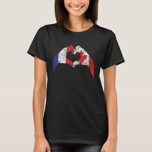 ラブフランスカナダ国旗の組み合わせヴィンテージ Tシャツ (正面)