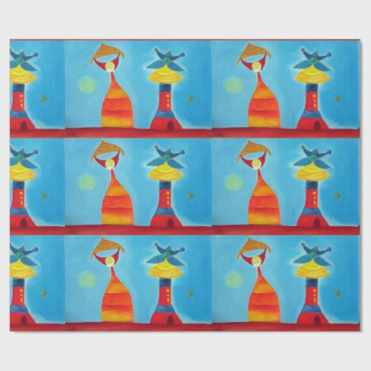 ラブフリンドシップファミリーパーティーマットラッピング紙 ラッピングペーパー (フラット)