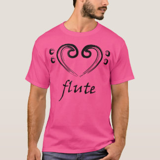 ラブフルートハートフルート手描きフルートTへの愛 Tシャツ