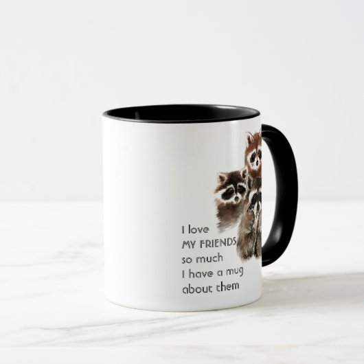ラブフレンズ多くの私は非常に多くのおもしろい引用文マグ マグカップ (正面右)