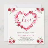 ラブフローラハートブライダルシャワー招待 招待状 (正面)