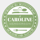 ラブフードギフトシールで作られたグリーンクラフト紙 ラウンドシール (正面)