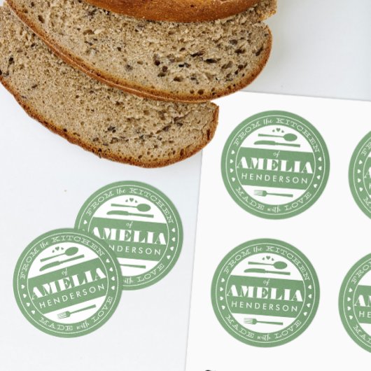 ラブフードギフトシールで作られたグリーンクラフト紙 ラウンドシール