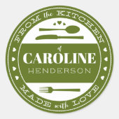 ラブフードギフトステッカーで作られた森の緑 ラウンドシール (正面)