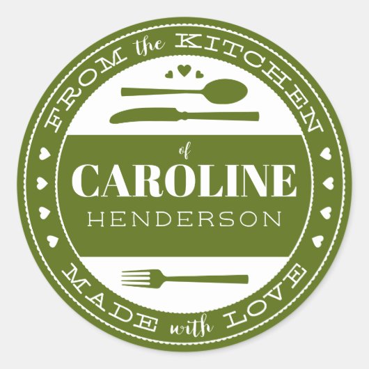 ラブフードギフトステッカーで作られた森の緑 ラウンドシール (正面)