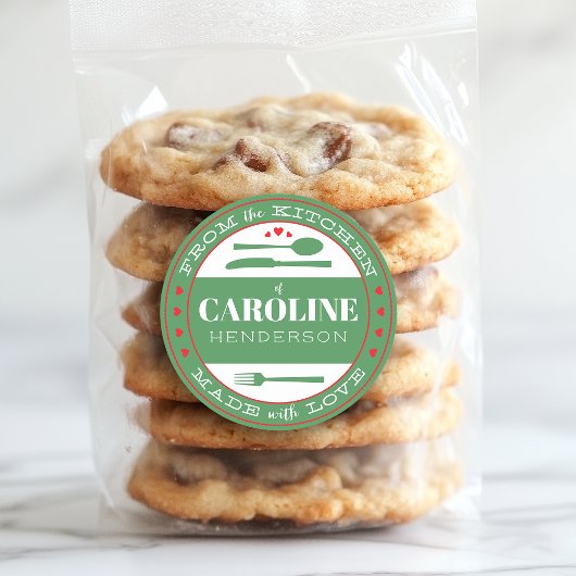 ラブフードギフトステッカーで作られた緑と赤 ラウンドシール