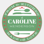 ラブフードギフトステッカーで作られた緑と赤 ラウンドシール (正面)