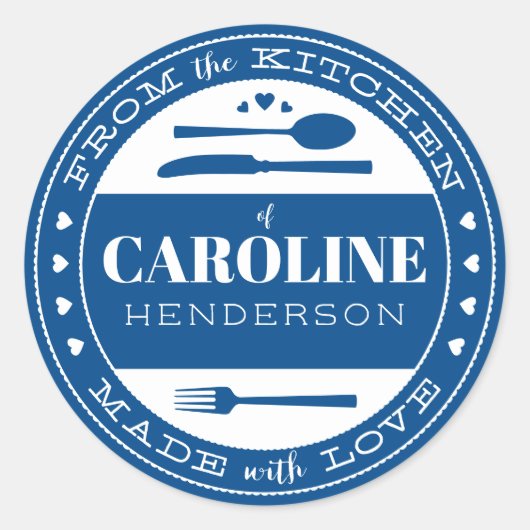 ラブフードギフトステッカーネイビーブルー ラウンドシール (正面)