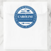 ラブフードギフトステッカーネイビーブルー ラウンドシール (バッグ)