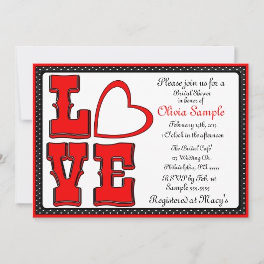 ラブブライダルシャワーの招待 招待状 (正面)