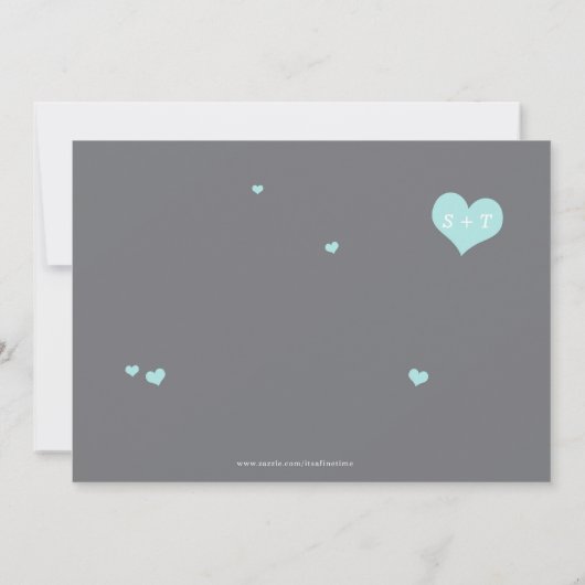 ラブブライダルシャワー招待ブルー&グレー 招待状 (裏面)