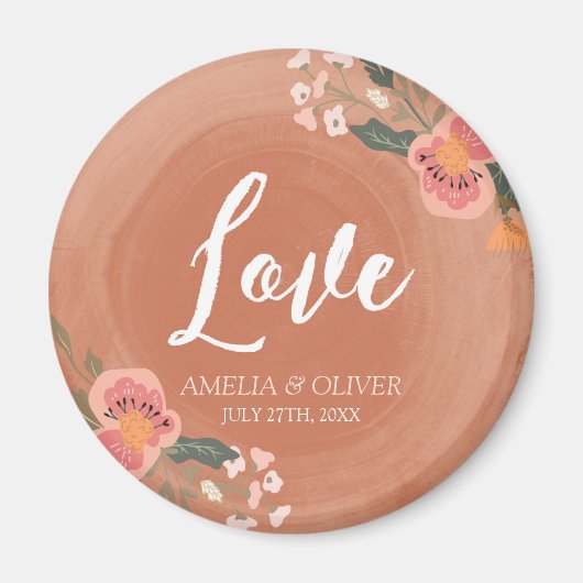 ラブブラウンウッドと素朴フローラ結婚ズ マグネット (正面)