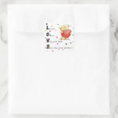 ラブブラウンテディベアスクエアステッカー スクエアシール (バッグ)