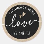 ラブブラックとクラフト紙ルックで手作り ラウンドシール (正面)
