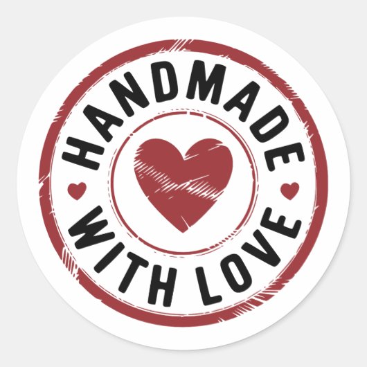 ラブブラックと赤いハートシールで手作り ラウンドシール (正面)