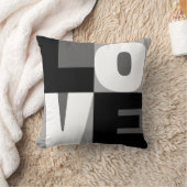 ラブブラックアンドホワイトクリーンカットレターアートデザイン クッション (ブランケット)