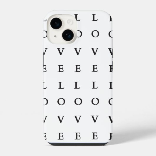ラブブラックアンドホワイト文字 iPhoneケース (裏面)