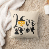 ラブブラックキャッツ幽霊スパイダースオレンジハロウィーン クッション (ブランケット)