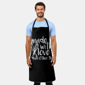 ラブブラックシェフエプロンで作ったプレミアム料理 エプロン (着用した状態)