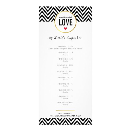 ラブブラックシェフモダンロンで作った価格表 ラックカード (正面)