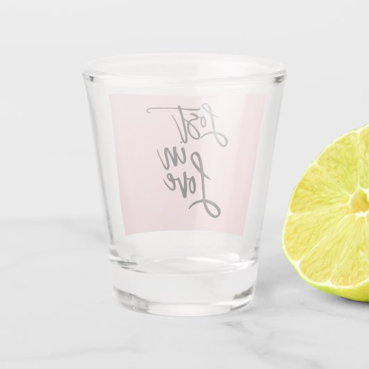 ラブブラック失ったピンクブラッシュストローク引用文ことわざ ショットグラス (裏面)