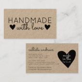 ラブブラック素朴ハートクラフト紙で手作り 名刺 (正面/裏面)