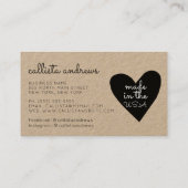 ラブブラック素朴ハートクラフト紙で手作り 名刺 (裏面)