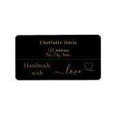 ラブブラック金ゴールド名差出人住所 ラベル (正面)