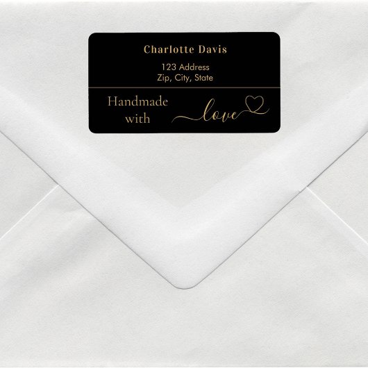 ラブブラック金ゴールド名差出人住所 ラベル