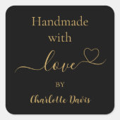 ラブブラック金ゴールド名 スクエアシール (正面)