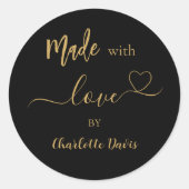 ラブブラック金ゴールド名 ラウンドシール (正面)