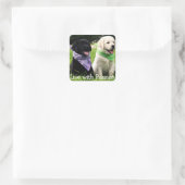 ラブブラック&イエローラブラドールレトリエバーパピードッグ スクエアシール (バッグ)