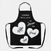 ラブブラック&ホワイトで調理パーソナライズされた エプロン (正面)