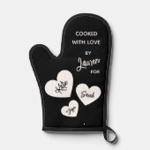 ラブブラック&ホワイトで調理パーソナライズされた 鍋つかみ (正面)