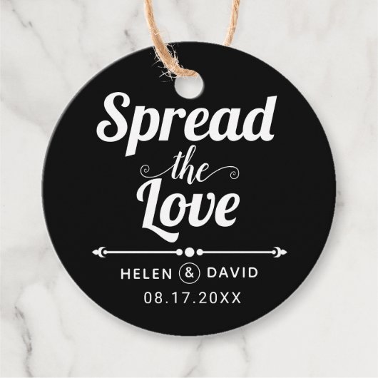 ラブブラック、ホワイトタイポグラフィ結婚ズ フェイバータグ (正面)