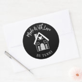 ラブブラック&ホワイトハウスシールで作られた ラウンドシール (封筒)